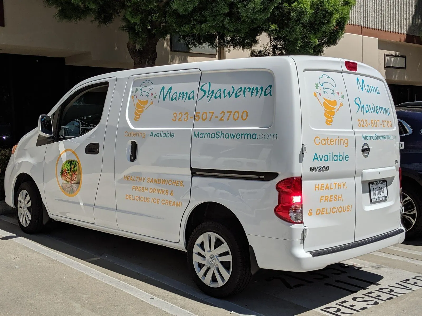 Partial wrap on a catering van.