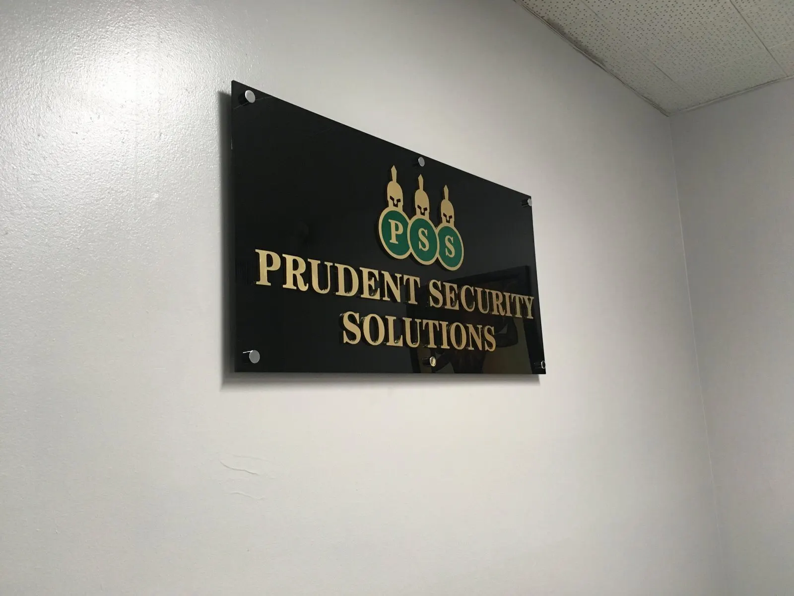 Printed acrylic panel on standoffs.