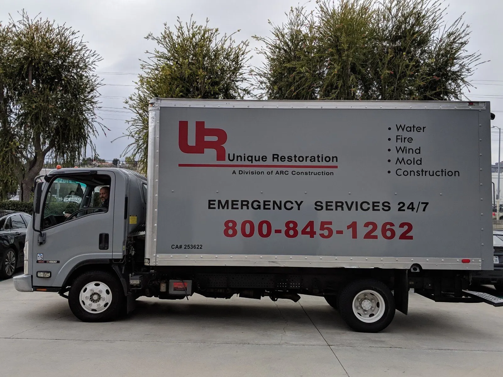 Box graphics with services and phone.