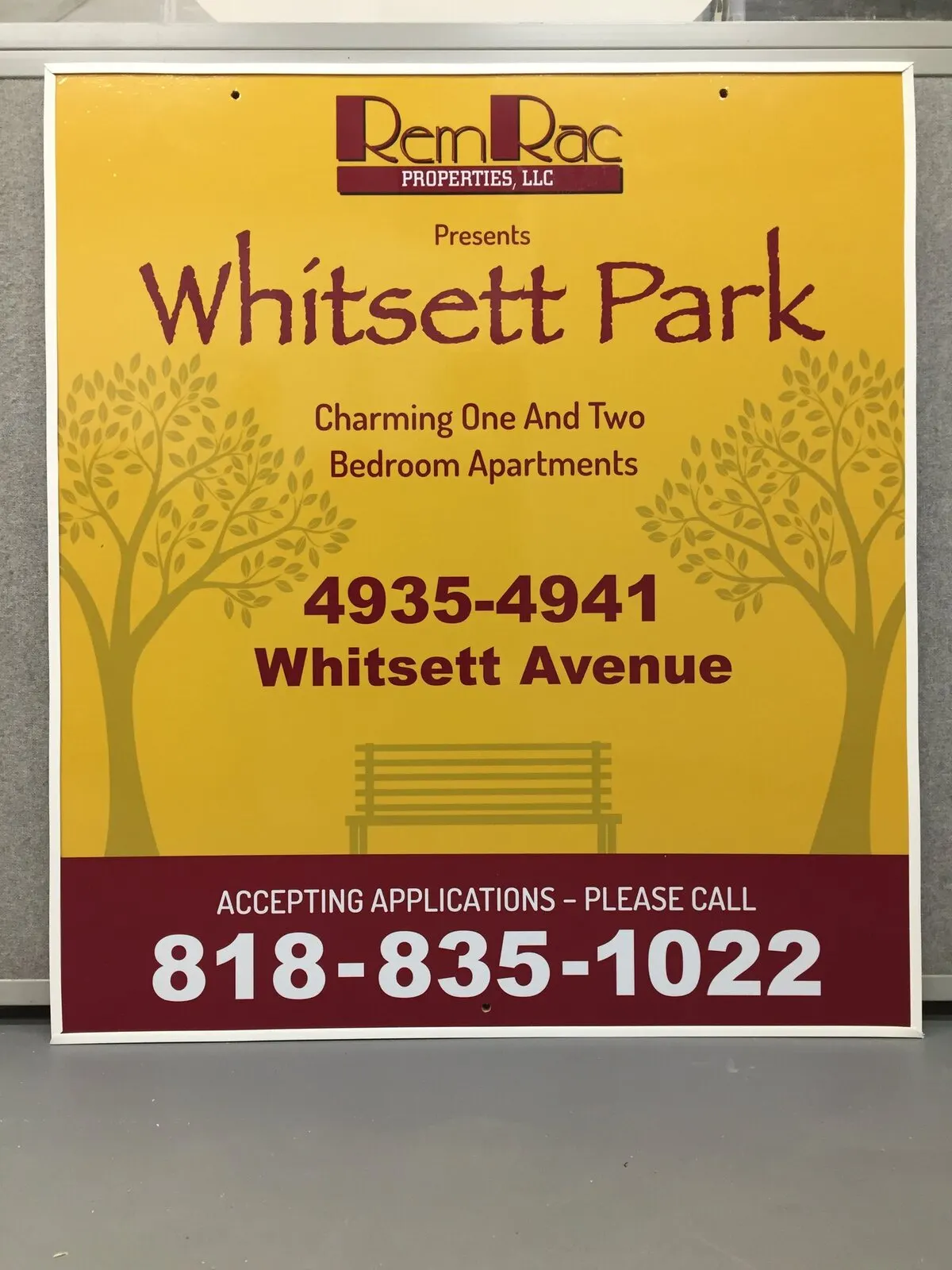 Printed aluminum panel for an apartment community.
